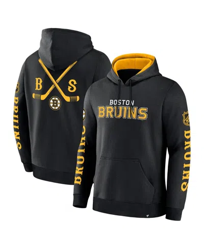 Fanatics Men's Black Boston Bruins Big City Legacy Fleece Pullover Hoodie In Black,gold