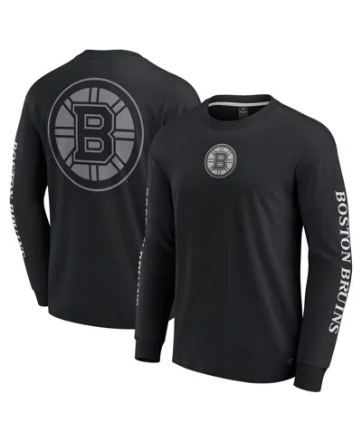 Fanatics Men's Black Boston Bruins Elements Strive Long Sleeve T-shirt In Black,gray