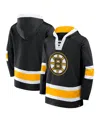 Fanatics Men's Black Boston Bruins Inside Line Fleece Pullover Hoodie In Black,gold