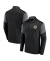 Fanatics Men's Black Boston Bruins Logo Quarter-zip Top In Black,gray