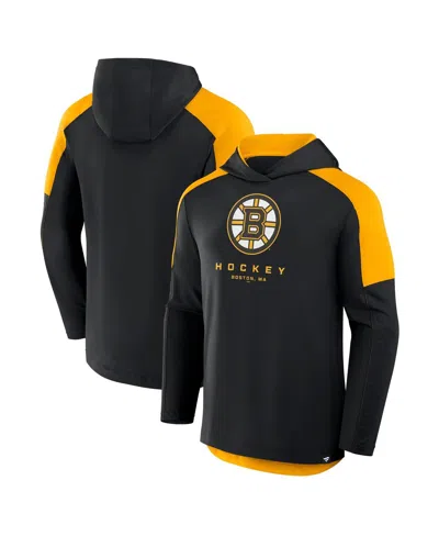 Fanatics Men's Black Boston Bruins Meta Game Transitional Pullover Hoodie In Green