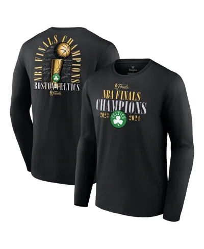 Fanatics Men's Black Boston Celtics 2024 Nba Finals Champions Fade Away Jumper Roster Signature Long Sleeve T