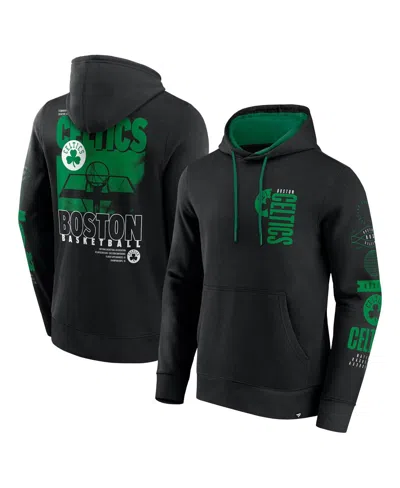 Fanatics Men's Black Boston Celtics Game Time Crossover Pullover Hoodie In Black,kelly Green