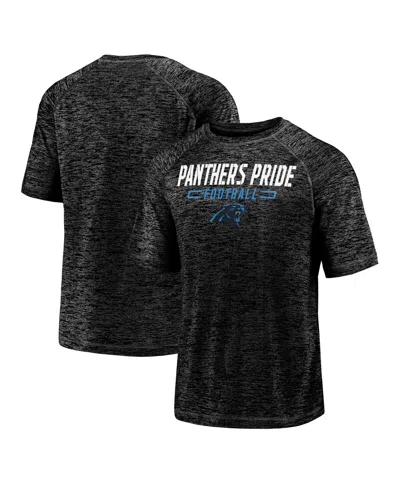 Fanatics Men's Black Carolina Panthers Nickname Wordmark Raglan Space Dye T-shirt