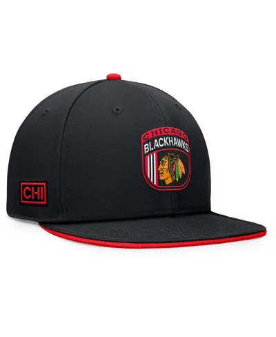 Fanatics Men's Black Chicago Blackhawks 2024 Nhl Draft Snapback Hat In Black,red