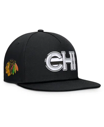Fanatics Men's Black Chicago Blackhawks Authentic Pro Rink Team Code Snapback Hat