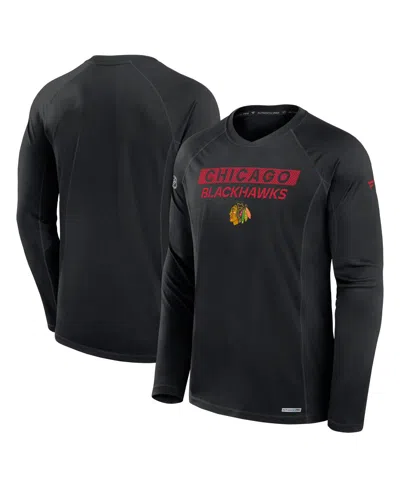Fanatics Men's Black Chicago Blackhawks Authentic Pro Rink Tech Long Sleeve T-shirt