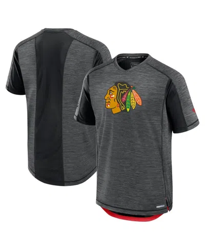 Fanatics Men's Black Chicago Blackhawks Authentic Pro Rink Tech T-shirt In Gray