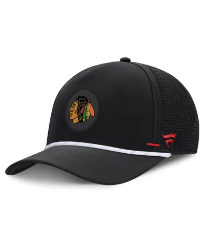 Fanatics Men's Black Chicago Blackhawks Authentic Pro Rink Vented A-frame Adjustable Hat In Black,white