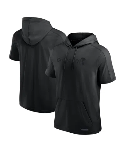 Fanatics Men's Black Chicago Blackhawks Authentic Pro Road Lightweight Short Sleeve Pullover Hoodie