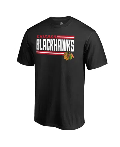Fanatics Men's Black Chicago Blackhawks Iconic Collection On Side Stripe T-shirt