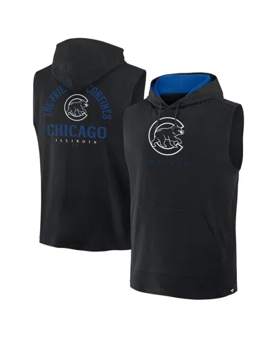 Fanatics Men's Black Chicago Cubs Fire Speed Sleeveless Pullover Hoodie