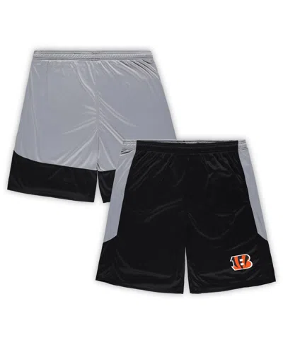 Fanatics Men's Black Cincinnati Bengals Big Tall Team Logo Shorts In Black,silver