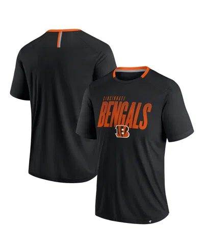 Fanatics Men's Black Cincinnati Bengals Defender Fade Slant T-shirt In Black,orange