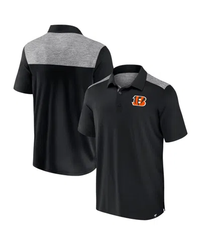 Fanatics Men's Black Cincinnati Bengals Long Shot Polo In Black,charcoal
