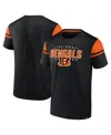 Fanatics Men's Black Cincinnati Bengals Old School Play Slub T-shirt In Black,orange