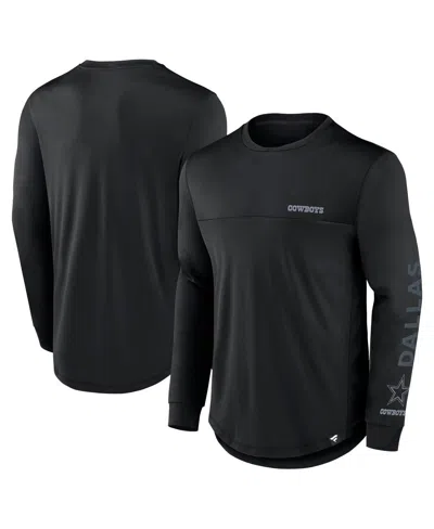 Fanatics Men's Black Dallas Cowboys Grind On Defender Long Sleeve T-shirt In Blue