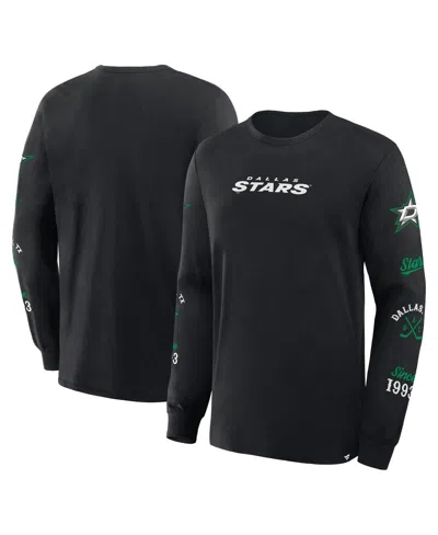 Fanatics Men's Black Dallas Stars Boxed In Legacy Long Sleeve T-shirt