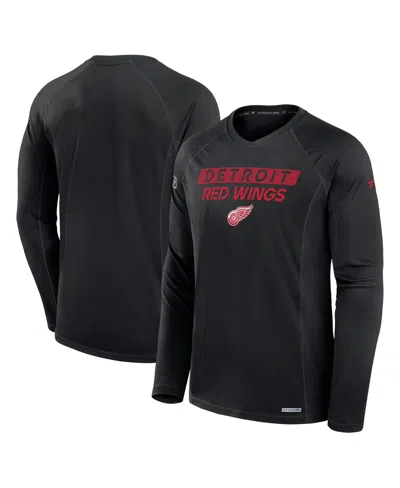 Fanatics Men's Black Detroit Red Wings Authentic Pro Rink Tech Long Sleeve T-shirt