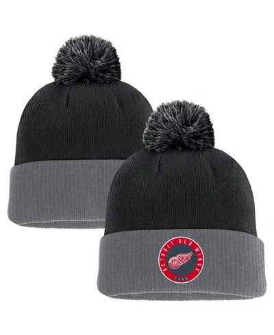 Fanatics Men's Black Detroit Red Wings Cuffed Knit Hat With Pom