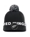 Fanatics Men's Black Detroit Red Wings Fundamental High Stick Cuffed Knit Hat With Pom In Black