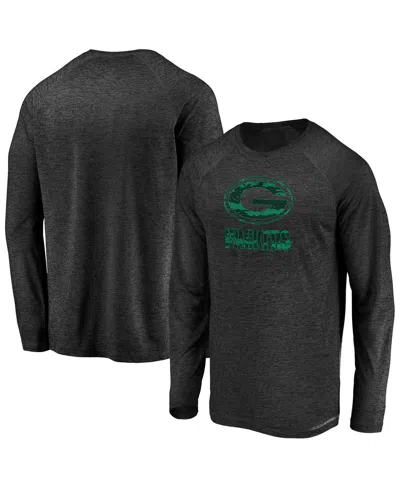Fanatics Men's Black Green Bay Packers Iconic Striated Dark Logo Raglan Long Sleeve T-shirt