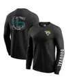 Fanatics Men's Black Jacksonville Jaguars Washed Waffle-knit Long Sleeve T-shirt In Black