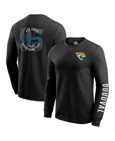Fanatics Men's Black Jacksonville Jaguars Washed Waffle-knit Long Sleeve T-shirt