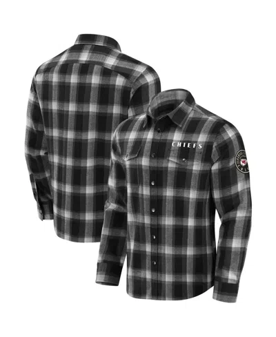 Fanatics Men's Black Kansas City Chiefs Flannel Plaid Full-snap Shirt