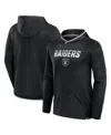 Fanatics Men's Black Las Vegas Raiders Transitional Defender Hoodie Long Sleeve T-shirt In Black