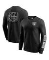 Fanatics Men's Black Las Vegas Raiders Washed Waffle-knit Long Sleeve T-shirt In Black