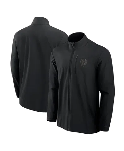 Fanatics Men's Black Milwaukee Brewers Front Office Woven Full-zip Jacket