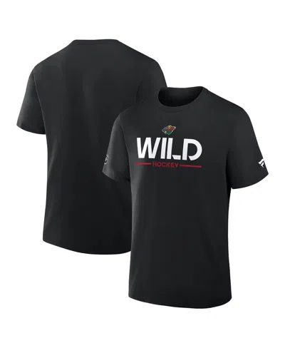 Fanatics Men's Black Minnesota Wild Authentic Pro Primary T-shirt In Multi