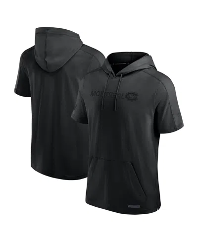 Fanatics Men's Black Montreal Canadiens Authentic Pro Road Performance Short Sleeve Pullover Hoodie