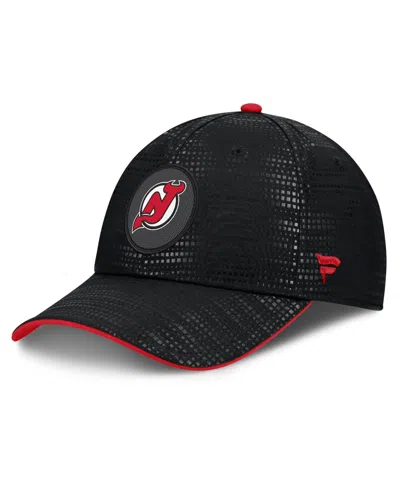 Fanatics Men's Black New Jersey Devils Authentic Pro Rink Debossed Stretch Fit Hat In Black,red