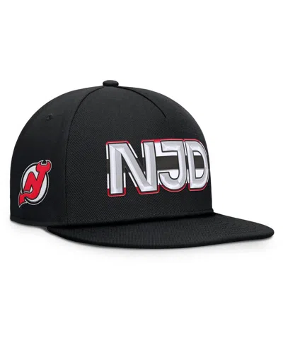 Fanatics Men's Black New Jersey Devils Authentic Pro Rink Team Code Snapback Hat