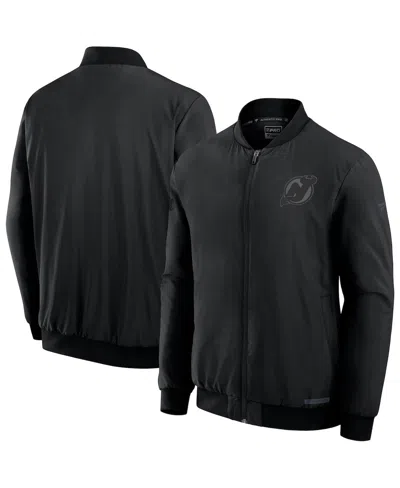Fanatics Men's Black New Jersey Devils Authentic Pro Road Full-zip Bomber Jacket