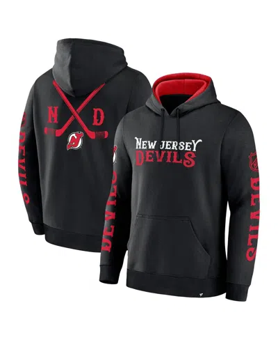 Fanatics Men's Black New Jersey Devils Big City Legacy Fleece Pullover Hoodie In Black,athletic Red