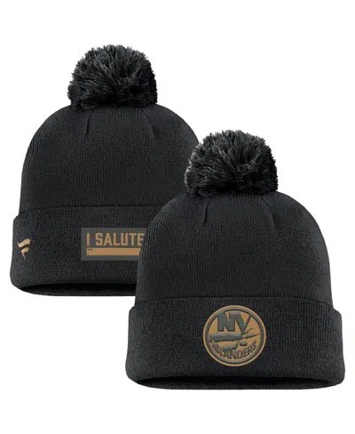 Fanatics Men's Black New York Islanders Military Appreciation Cuffed Knit Hat With Pom
