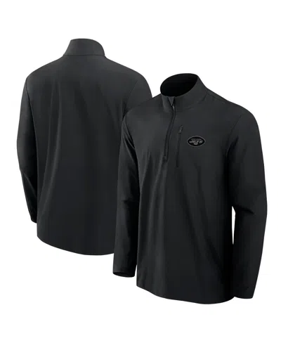 Fanatics Men's Black New York Jets Front Office Woven Quarter-zip Jacket