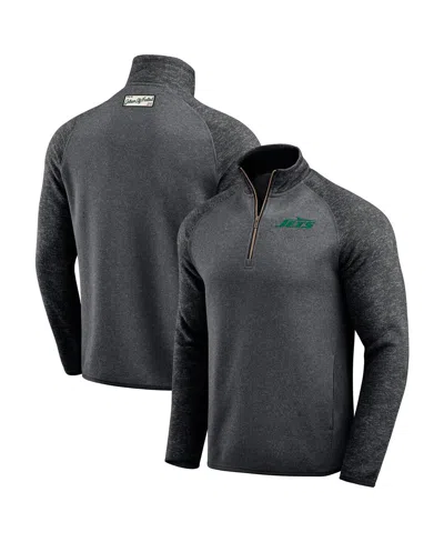 Fanatics Men's Black New York Jets Tonal Raglan Quarter-zip Top
