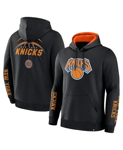Fanatics Men's Black New York Knicks Legacy Guard Pullover Hoodie In Black,orange