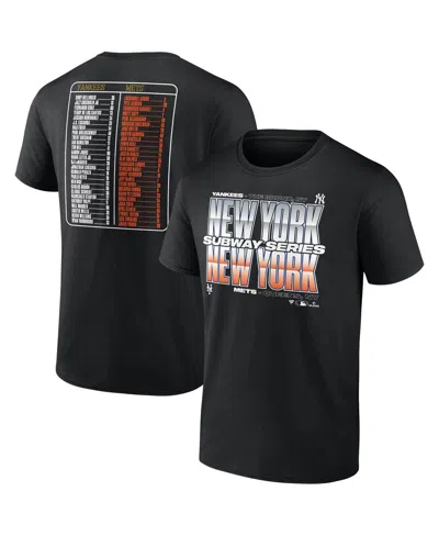 Fanatics Men's Black New York Yankees Vs. New York Mets 2025 Subway Series Roster T-shirt