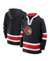 Fanatics Men's Black Ottawa Senators Inside Line Fleece Pullover Hoodie In Black