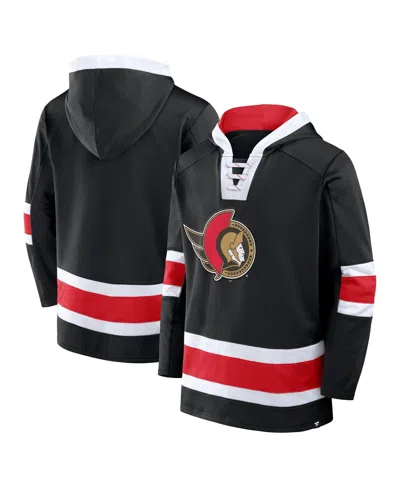 Fanatics Men's Black Ottawa Senators Inside Line Fleece Pullover Hoodie