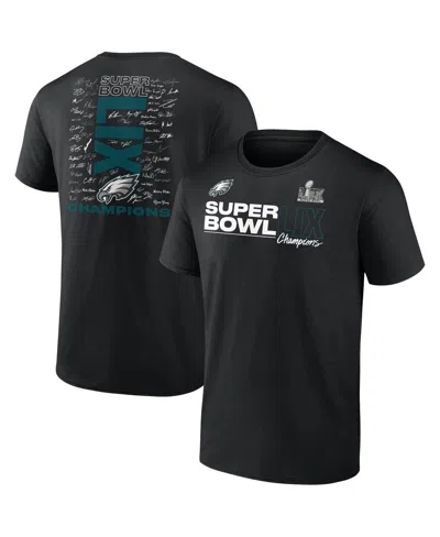 Fanatics Men's Black Philadelphia Eagles Super Bowl Lix Champions Big Tall Roster Autograph Signing T-shirt