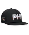 Fanatics Men's Black Philadelphia Flyers Authentic Pro Rink Team Code Snapback Hat In Black