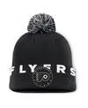Fanatics Men's Black Philadelphia Flyers Fundamental High Stick Cuffed Knit Hat With Pom In Black