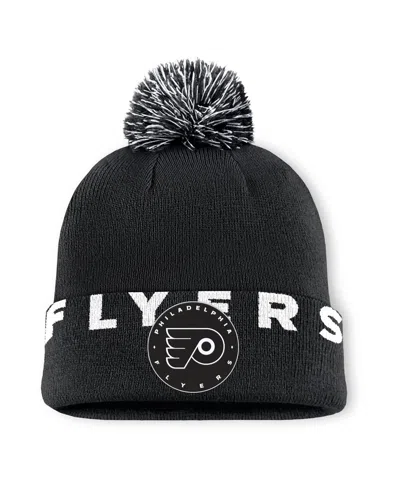 Fanatics Men's Black Philadelphia Flyers Fundamental High Stick Cuffed Knit Hat With Pom