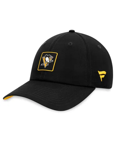 Fanatics Men's Black Pittsburgh Penguins Authentic Pro Rink Adjustable Hat In Black,yellow